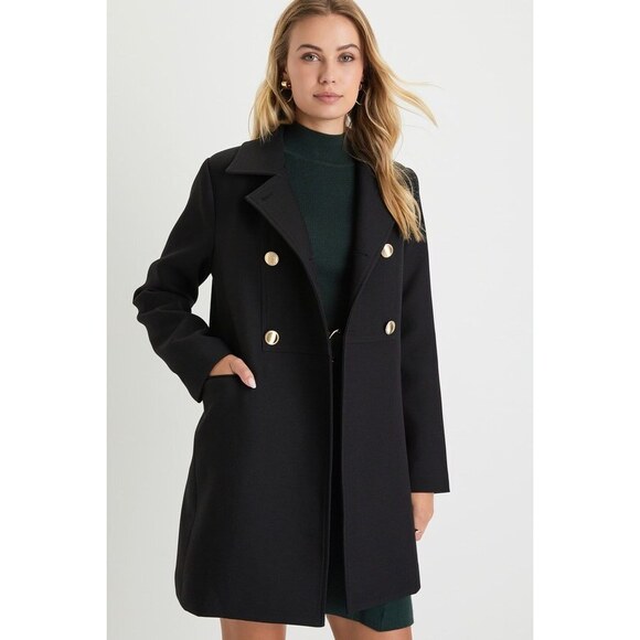 Classic Forecast Black Twill Double-Breasted Coat - Picture 1 of 1